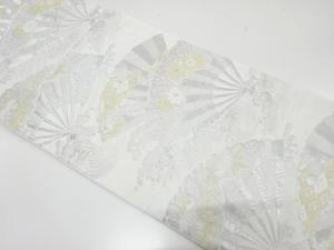 扇に荒波・花・古典柄織り出し　袋帯